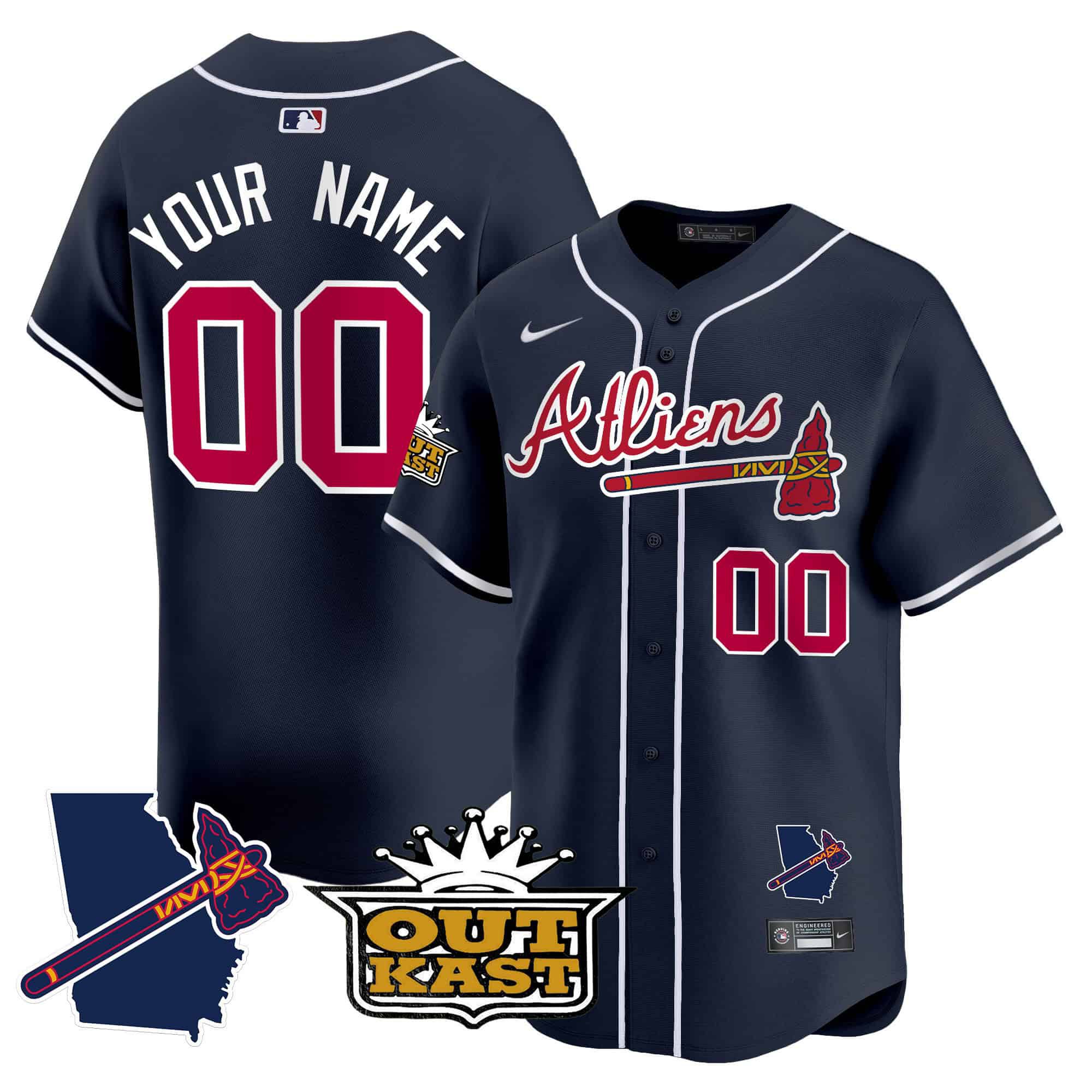 Men Atlanta Braves Blue Nike 2024 Atliens Vapor Premier Limited Custom MLB Jersey style 1